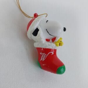 Snoopy in Stocking Christmas tree Ornament Peanuts PVC Material
